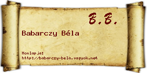Babarczy Béla névjegykártya