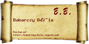 Babarczy Béla névjegykártya